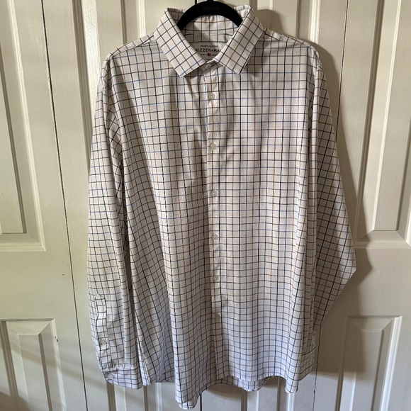 Mizzen + Main "leeward collection" blue stripped  long sleeve button down trim f - Picture 1 of 3